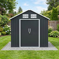 Oakline 8x6 ft Gable Roof Galvanized Steel Garden Shed — Double Doors & 4 Vents, Dark Charcoal