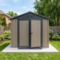 Oakline 10x8 ft Apex Roof Galvanized Steel Storage Building — Double Hinged Doors, Warm Taupe