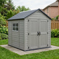 Oakline 8x6 ft Double-Wall Resin Backyard Storage Shed — Molded Floor & Window, Stone Gray