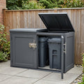 Oakline 5x3 ft Horizontal Outdoor Storage Box & Dual Trash Bin Enclosure — Gas-Strut Lid, Charcoal